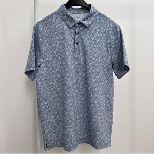 J crew performance pique polo shirt L sketch flower floral blue ivory golf 2025